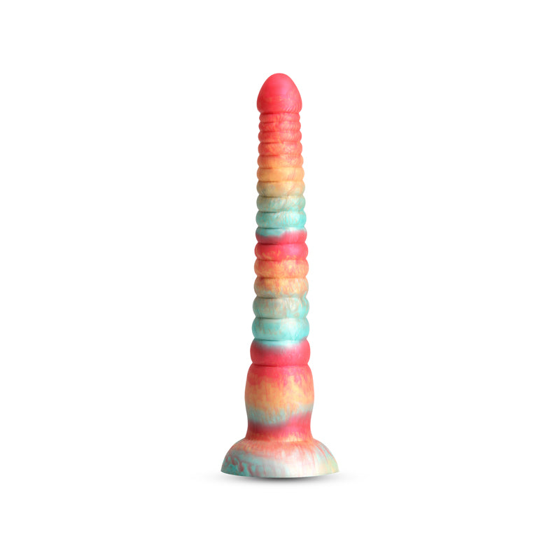Colours Stacked - 9'' Dildo - Red/Gold - Red/Gold 23 cm Fantasy Dildo in vibrant tri-coloured design.