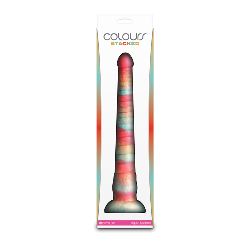 Colours Stacked - 12'' Dildo - Red/Gold - Red/Gold 30.6 cm Fantasy Dildo packaging display.