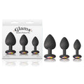 Glams Spades Trainer Kit - Butt Plugs with Gems - Set of 3 Sizes with elegant silicone design and rainbow gems.