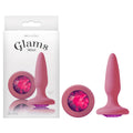 Glams Mini -  8.4 cm (3.3'') Butt Plug with Sparkling Gem in vibrant packaging and pink silicone.