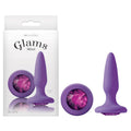 Glams Mini -  8.4 cm (3.3'') Butt Plug with Sparkling Gem, purple silicone butt plug, intimate essentials for her.