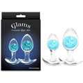 Glams Cosmic 2pc Kit -  - Clear/ Butt Plugs - Set of 2 Sizes featuring blue glass marble, ideal intimate essentials for her.