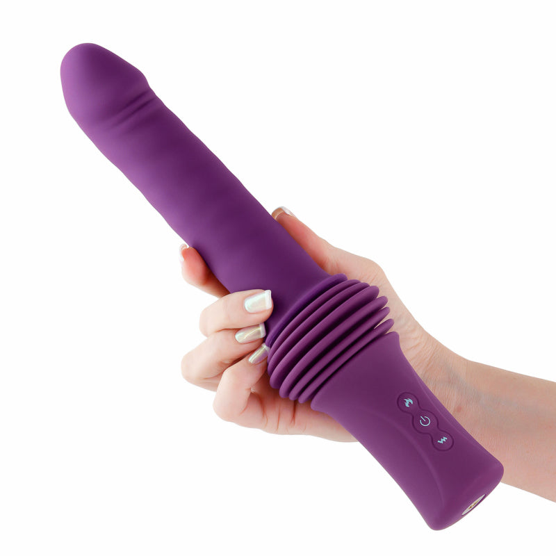 INYA Super Stroker -  -  36.8 cm USB Rechargeable Thrusting Vibrator with Remote Control & Stand in hand