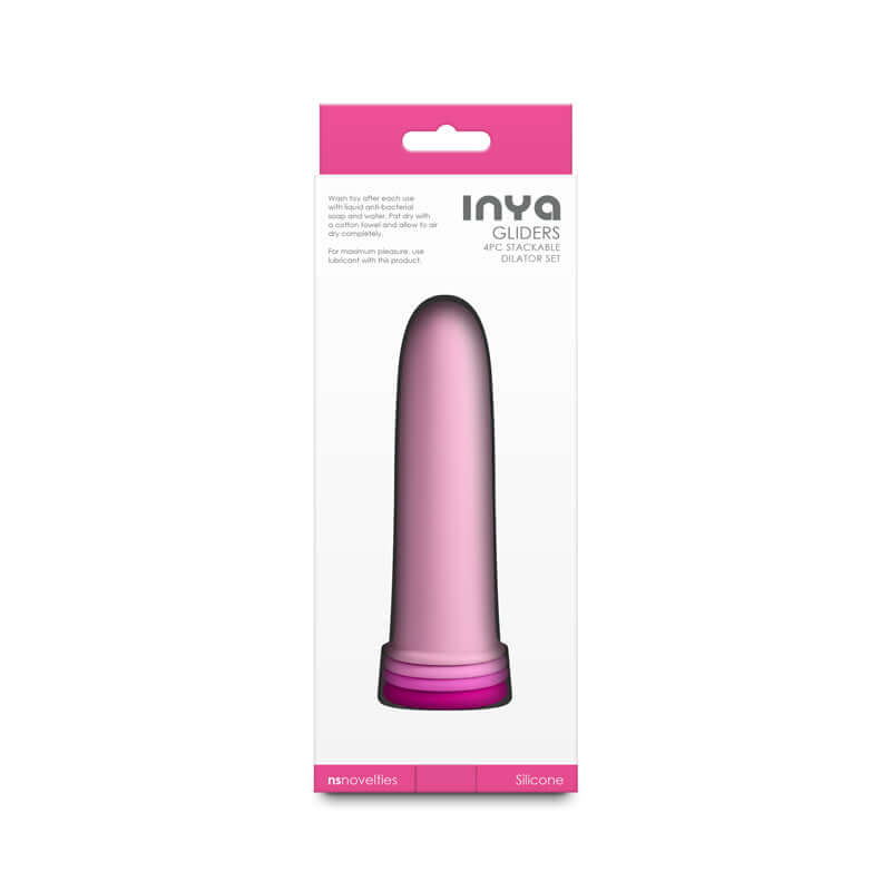INYA Gliders -  -  4 Piece Dilator Set packaging showing a pink silicone dilator for intimate essentials.