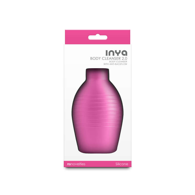 INYA Body Cleanser 2.0 unisex intimate body cleanser in pink packaging with anti-backflow design, ideal for hygiene.