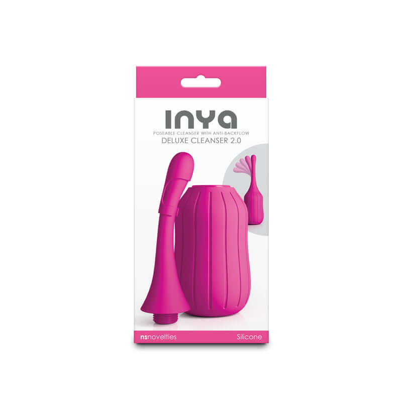 INYA Deluxe Cleanser 2.0 unisex douche for intimate hygiene; features anti-backflow design and body-safe silicone.