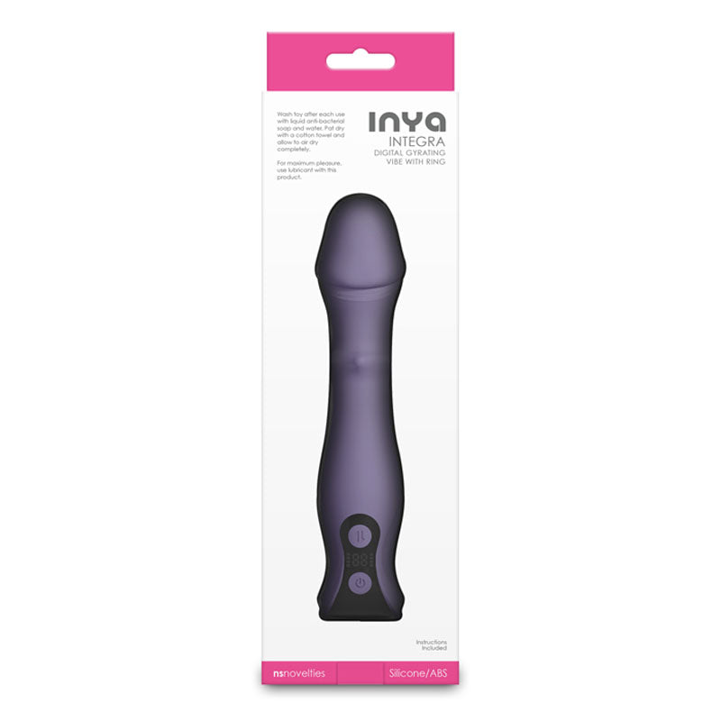 INYA Integra - Gray - Grey 18.2 cm USB Rechargeable Vibrator with Sliding Ring Shaft packaging with digital display