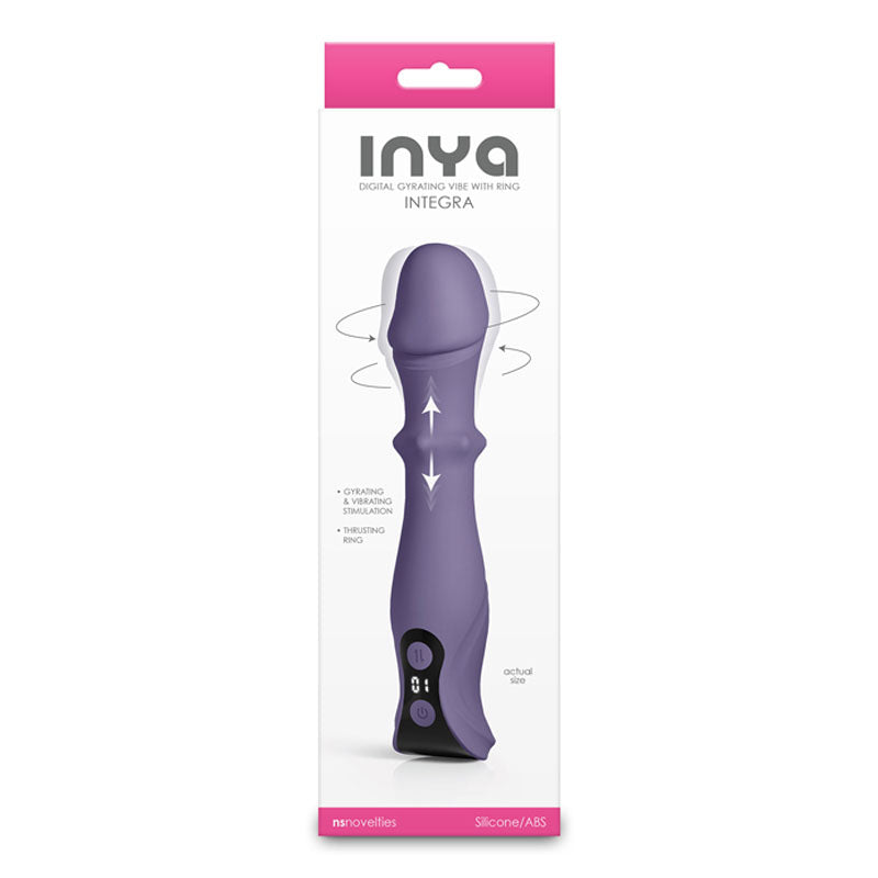 INYA Integra - Gray - Grey 18.2 cm USB Rechargeable Vibrator with Sliding Ring Shaft packaging design.