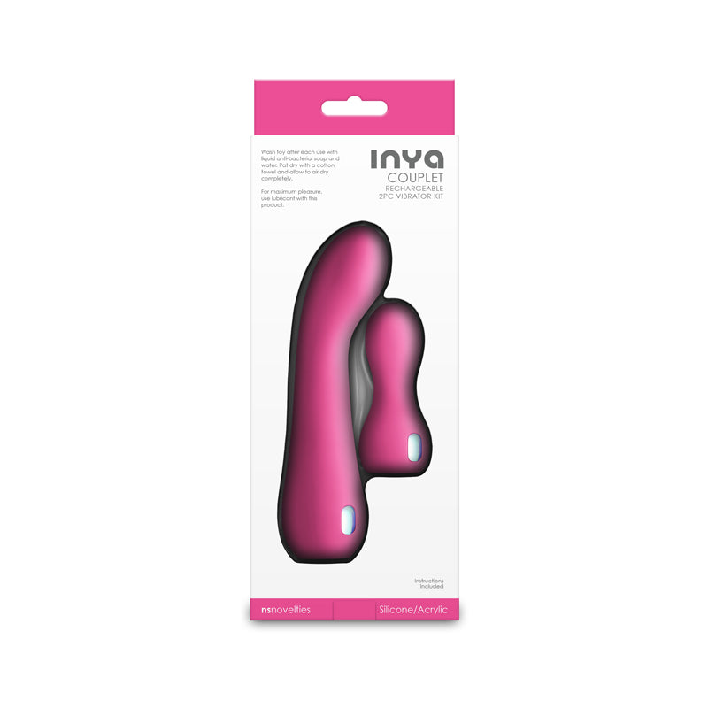 INYA Couplet -  -  USB Rechargeable Vibrators - Set of 2 Sizes packaging featuring silicone vibrators.