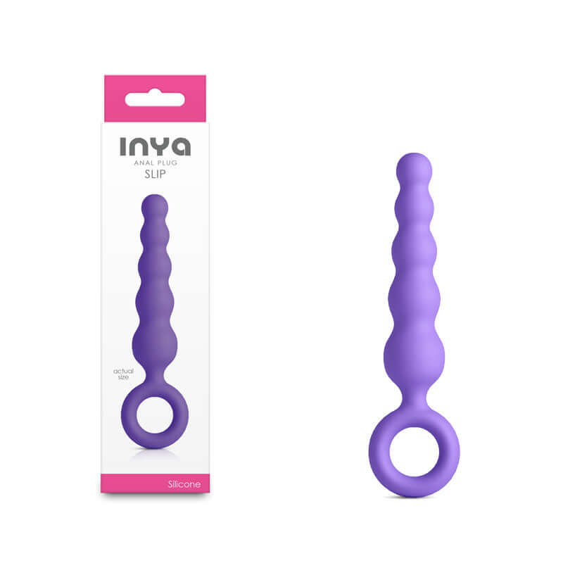 INYA Slip - 12.7 cm anal plug, tapered silicone design for beginners, featuring comfortable finger rings.