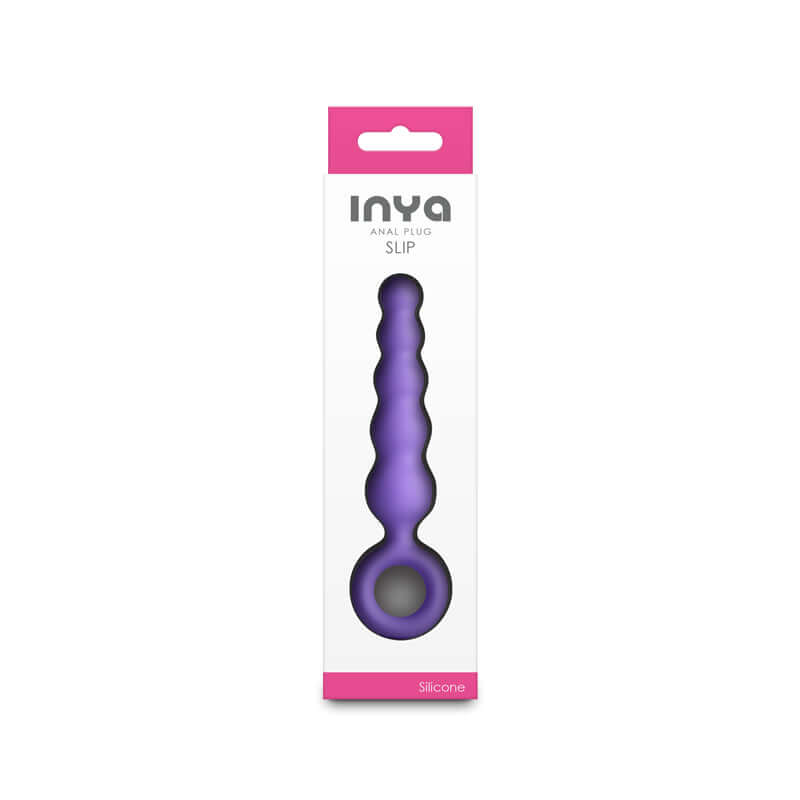INYA Slip anal plug in packaging, beginner anal plug 12.7 cm made of silicone with tapered design and finger ring.