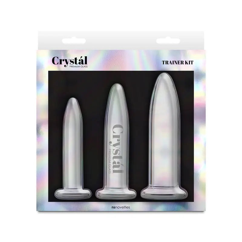 Crystal - 3pc Trainer Kit -  -  Glass Anal Plugs - Set of 3 Sizes NS Novelties Discreet Intimate Essentials.