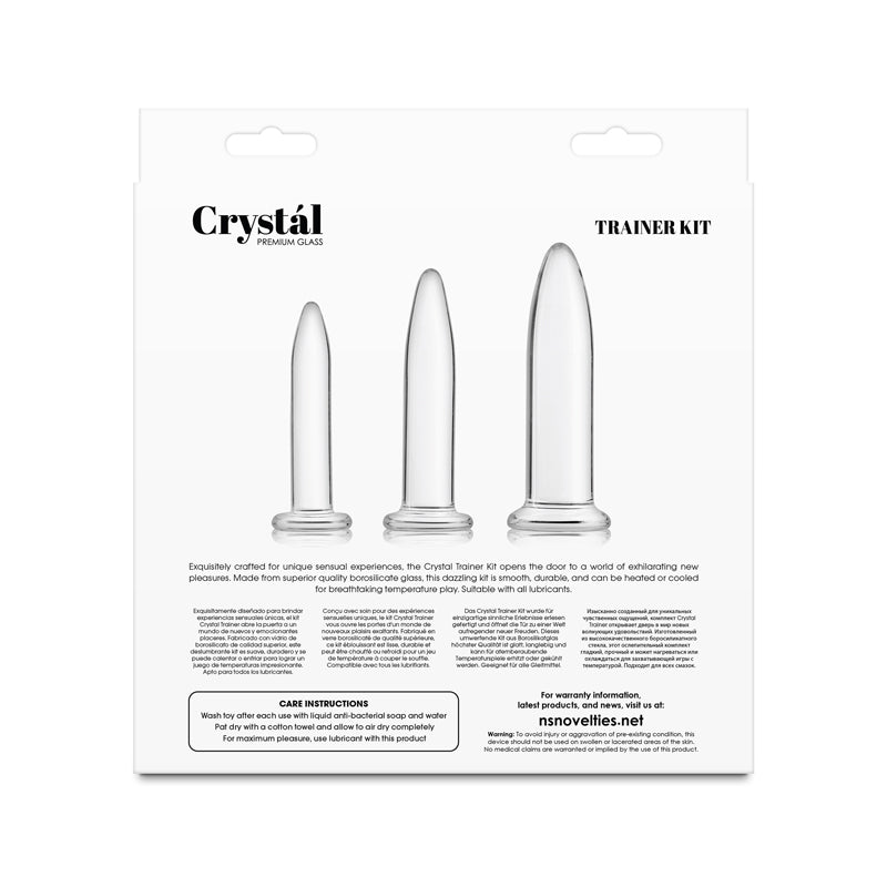 Crystal - 3pc Trainer Kit -  -  Glass Anal Plugs - Set of 3 Sizes, exquisite borosilicate glass design.