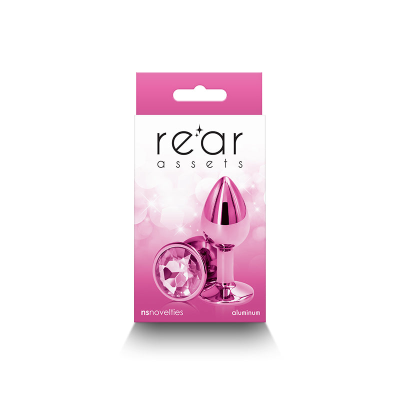 Rear Assets - Small -  -  7.1 cm Small Metal Butt Plug with  Round Gem Base packaging design.