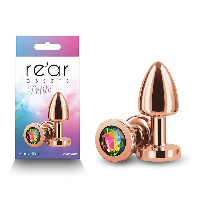 Rear Assets Petite -  with Rainbow Gem -  6 cm Metal Butt Plug with Rainbow Round Gem Base NS Novelties Discreet Intimate Essentials.