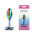 Rear Assets Clover - Multicolour - Multicoloured 9.2 cm Metallic Butt Plug with colorful chrome finish and packaging.