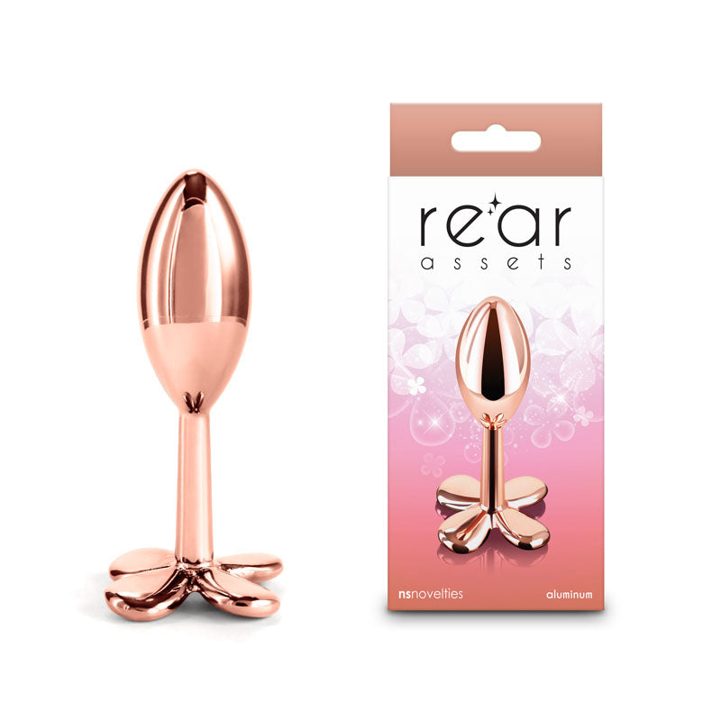 Rear Assets Clover -  -  9.2 cm Metallic Butt Plug displayed with packaging.