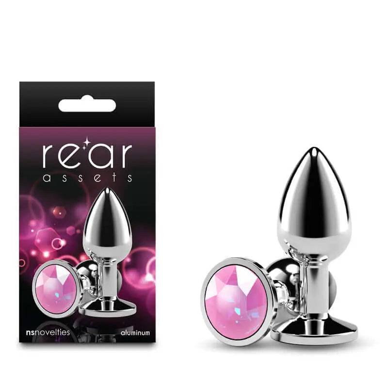 Rear Assets Silver - Small - Pink Gem - Silver Small Metal Butt Plug with Pink Gem Base NS Novelties Discreet Intimate Essentials.