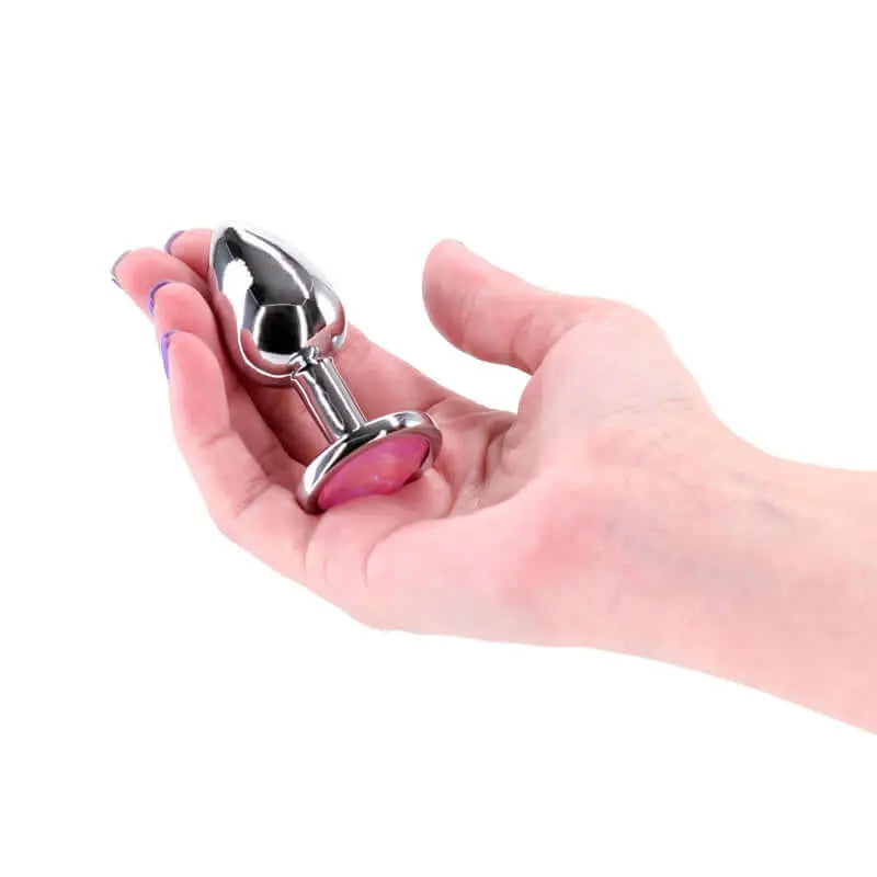 Rear Assets Silver - Small - Pink Gem - Silver Small Metal Butt Plug with Pink Gem Base NS Novelties Discreet Intimate Essentials.