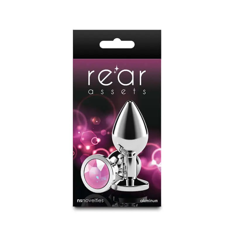Rear Assets Silver - Medium - Pink Gem - Silver Medium Metal Butt Plug with Pink Gem Base NS Novelties Discreet Intimate Essentials.