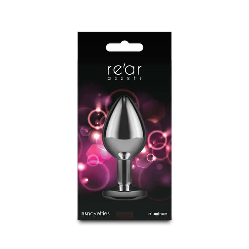 Rear Assets Silver - Medium - Pink Gem - Silver Medium Metal Butt Plug with Pink Gem Base NS Novelties Discreet Intimate Essentials.