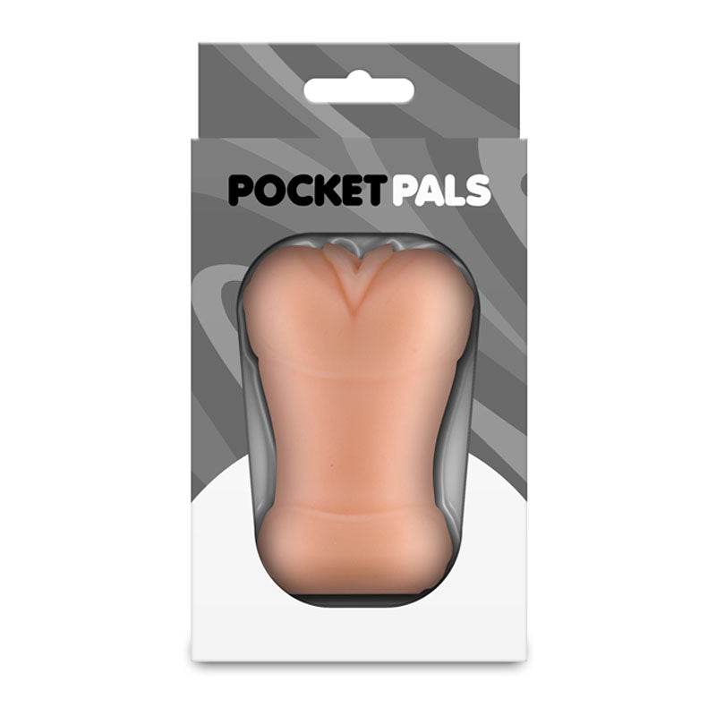 Pocket Pals Vagina Stroker - Tan - Tan Vagina Stroker in packaging, realistic design for intimate satisfaction.