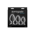 Renegade Triple Ace Kit -  -  Butt Plugs - Set of 3 Sizes in black silicone packaging.