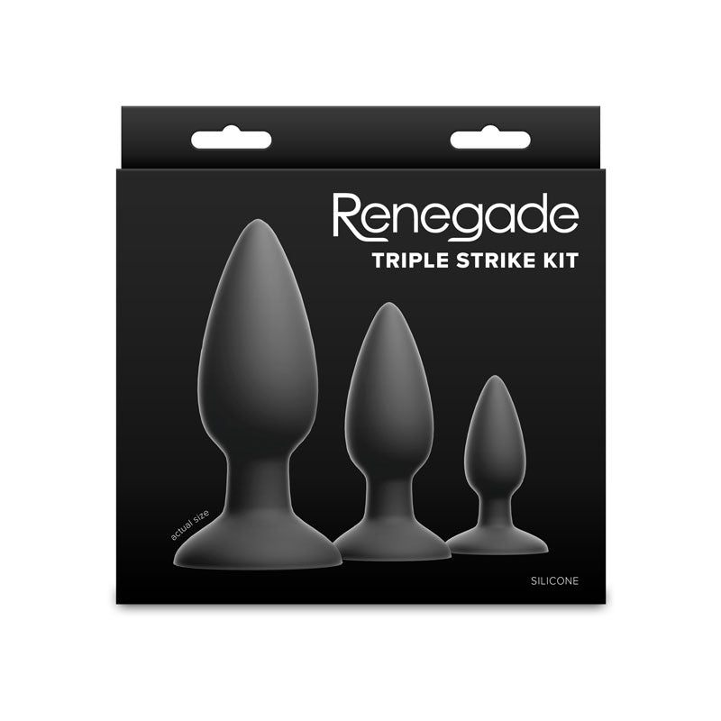 Renegade Triple Strike Kit -  -  Butt Plugs - Set of 3 Sizes in silicone, ideal for intimate essentials.
