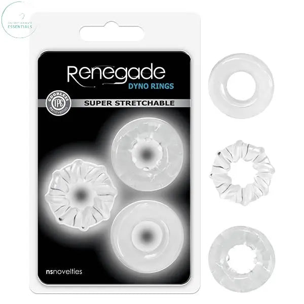 Affordable quality Renegade - Dyno Rings - Clear Cock Rings - Set of 3  from NS Novelties by Discreet Intimate Essentials with Discreet Delivery 