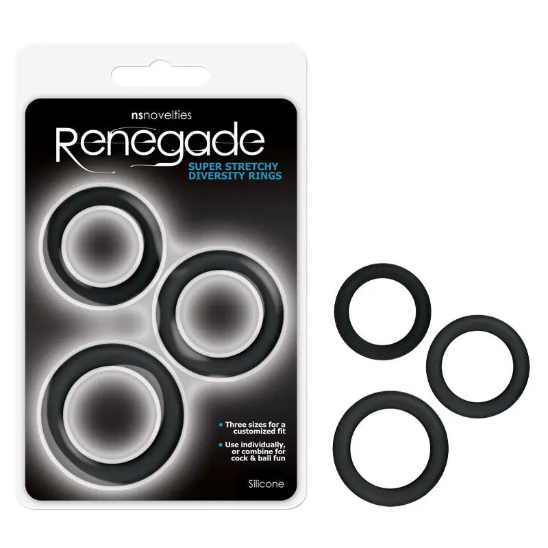 Renegade Diversity Rings -  Cock Rings - Set of 3 Sizes NS Novelties Discreet Intimate Essentials.