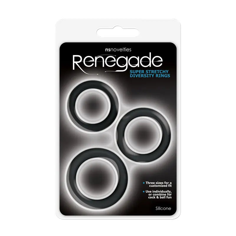 Renegade Diversity Rings -  Cock Rings - Set of 3 Sizes NS Novelties Discreet Intimate Essentials.