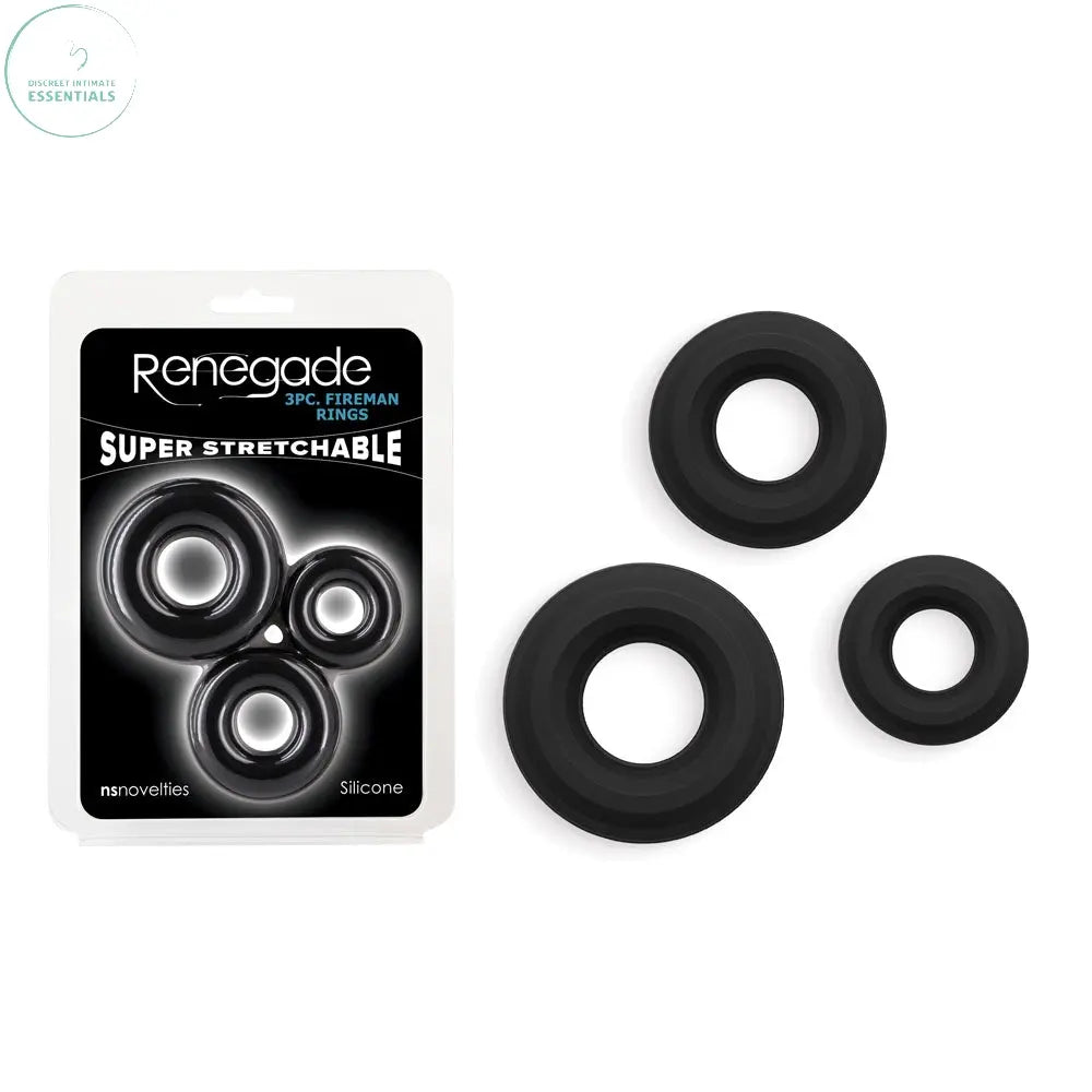 Affordable quality Renegade 3pc Fireman Rings -  -  Cock Rings - Set of 3 Sizes  from NS Novelties by Discreet Intimate Essentials with Discreet Delivery 