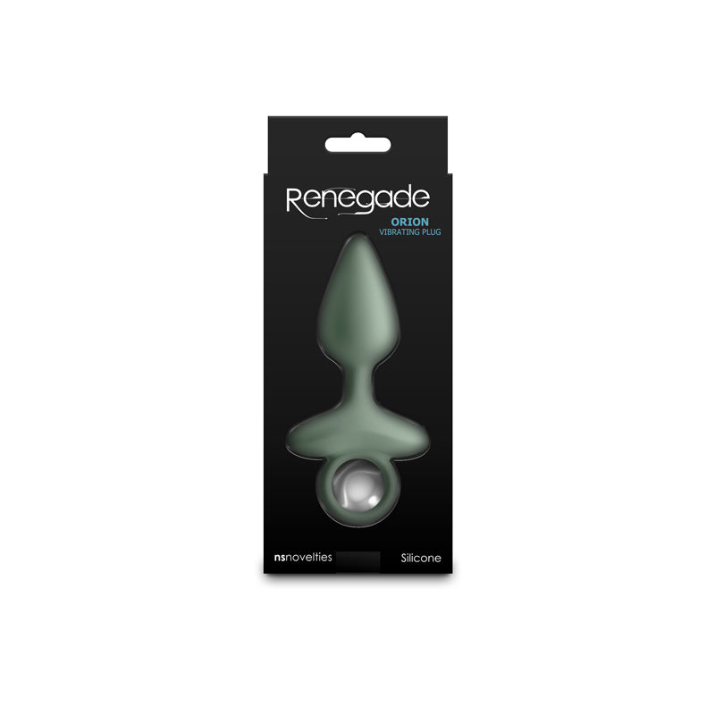 Renegade Orion - Sage - 13 cm USB Rechargeable Vibrating Butt Plug packaging showcasing elegant design and features.