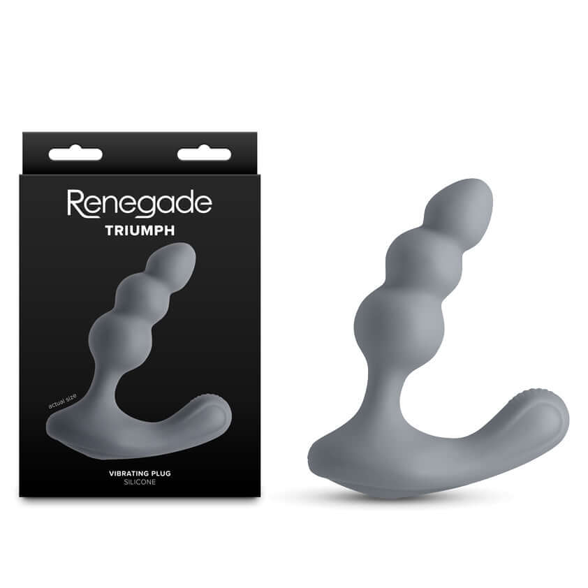 Renegade Thumper Grey USB rechargeable prostate massager with beaded shaft for enhanced pleasure and stimulation.