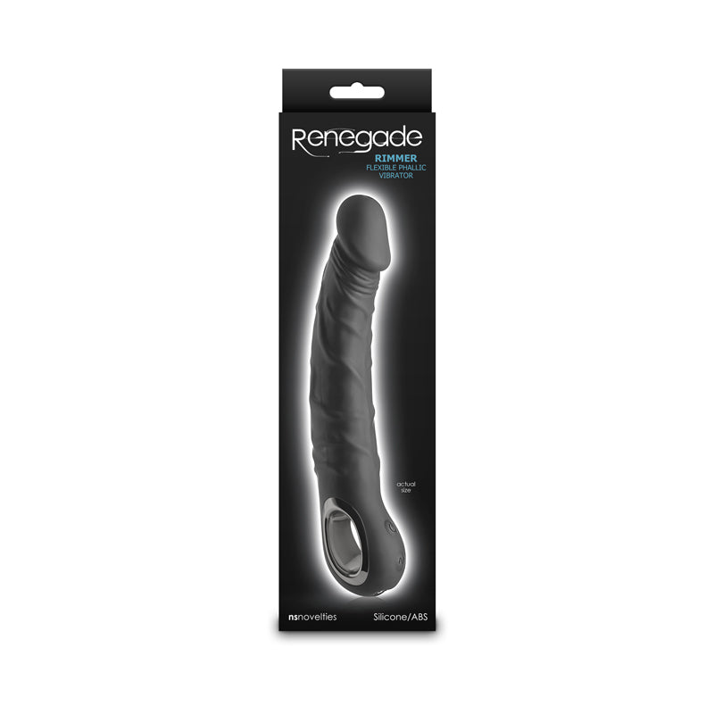 Renegade Rimmer -  -  22 cm USB Rechargeable Vibrator in packaging, showcasing flexible design and robust features.