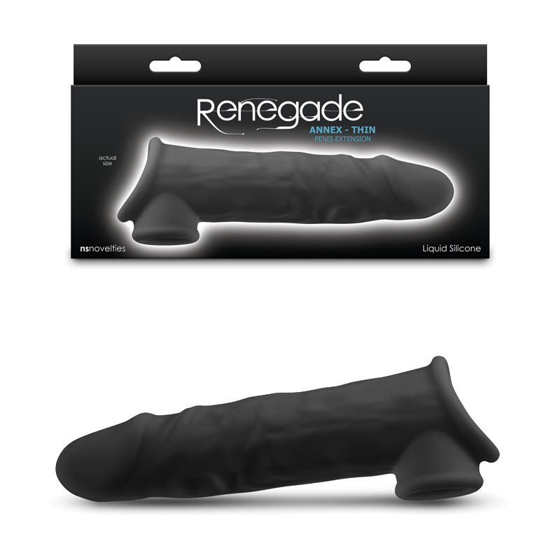 Renegade Annex - Thin -  -  19.4 cm Penis Extender Sleeve in liquid silicone with packaging.