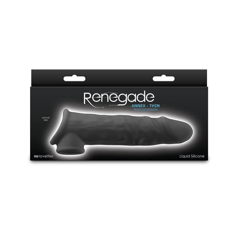 Renegade Annex - Thin -  -  19.4 cm Penis Extender Sleeve in liquid silicone packaging.