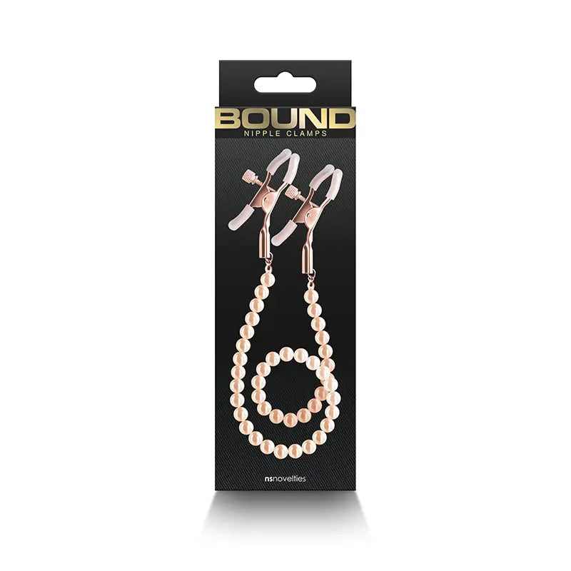 Bound Nipple Clamps - DC1 -  -  Nipple Clamps with Gold Pearl Chain NS Novelties Discreet Intimate Essentials.