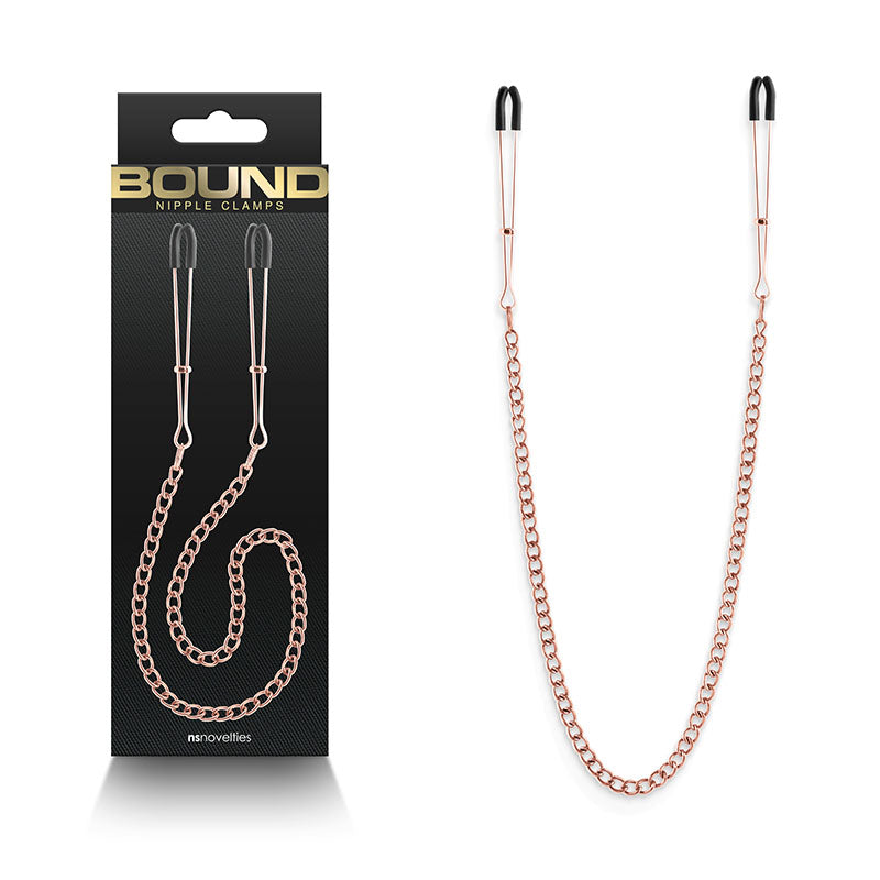 Bound Nipple Clamps - DC3 -  -  Nipple Clamps with Chain packaging and product display.