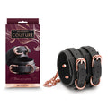 Bondage Couture Ankle Cuffs -  -  Restraints featuring black synthetic material and rose gold accents, perfect for intimate essentials.