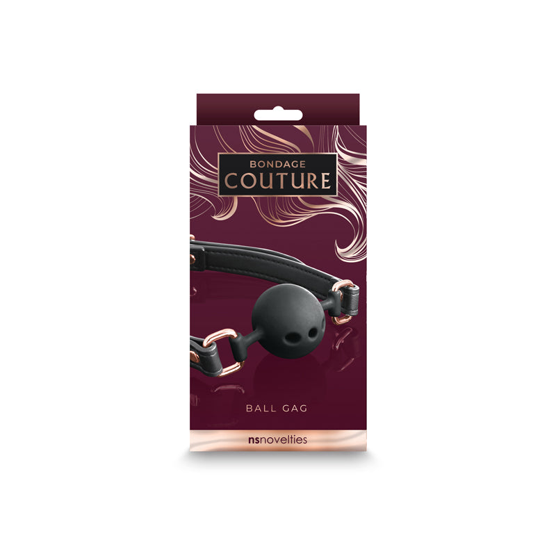 Bondage Couture Ball Gag - Mouth Restraint packaging image showcasing an intimate essential for her.