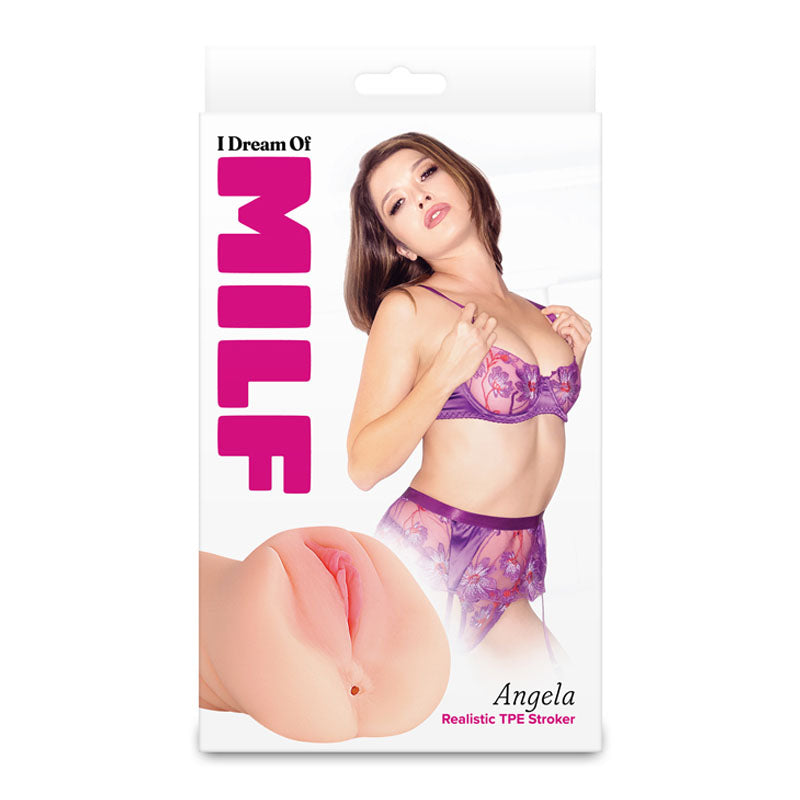 I Dream of MILF - Angela -  -  Vagina Stroker packaging featuring a realistic TPE stroker design.