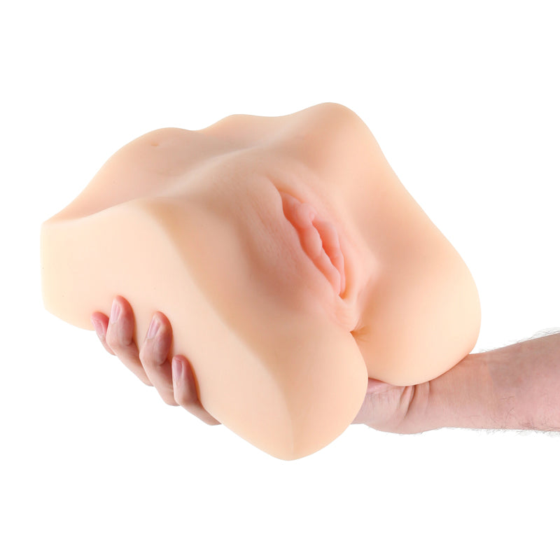 Barely Legal Holly - White -  Vagina Masturbator held in hand, showcasing realistic texture and lifelike design.