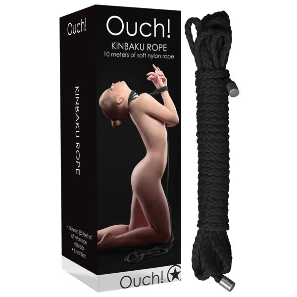 Ouch Kinbaku Rope -  - 10 metre Length with packaging and soft nylon rope for bondage play.