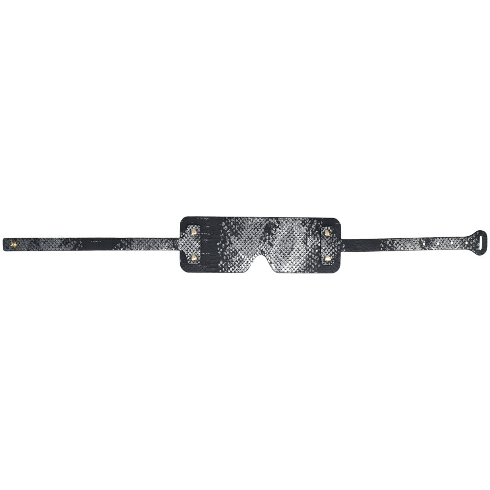 OUCH! Florence Collection - Blindfold - Eye Restraint in black leather with snake print design for intimate essentials.