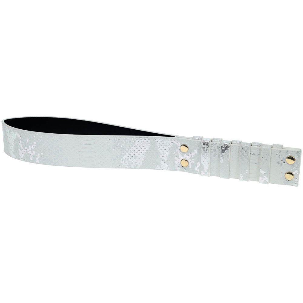OUCH! Florence Collection - Paddle - Paddle in glossy white bonded leather with iridescent hardware, ideal for BDSM.