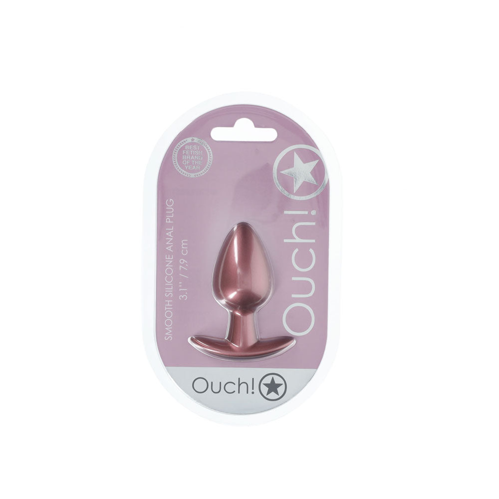 OUCH! Anal Plug - Medium, 7.9 cm smooth silicone butt plug in metallic color, perfect for solo or partner play.