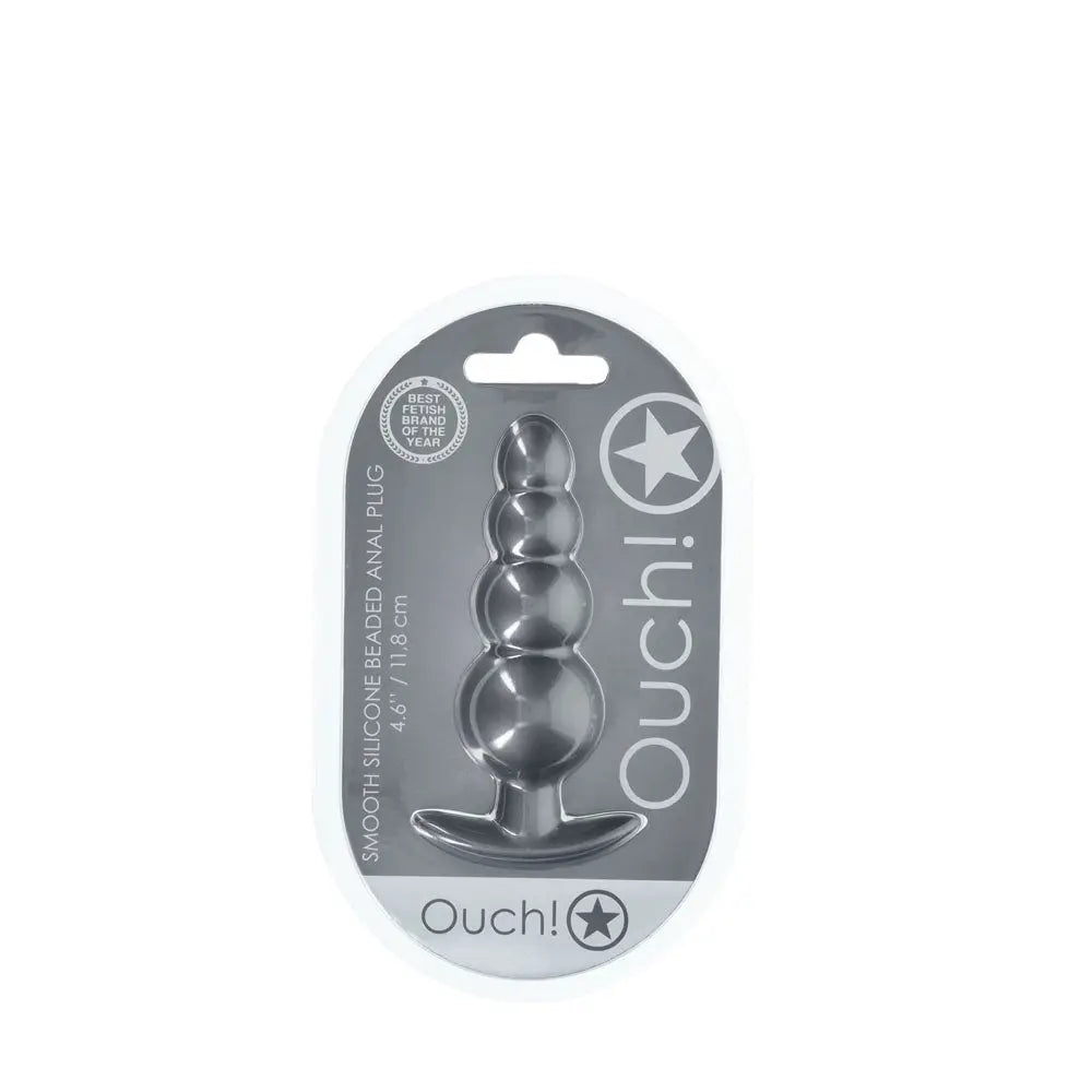 OUCH! Beaded Anal Plug - Gun Metal - Gun Metal Grey 11.7 cm Butt Plug Shots Toys Discreet Intimate Essentials.