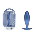 OUCH! Oval Anal Plug - Metallic - Metallic 11.7 cm Butt Plug in packaging, smooth silicone design.