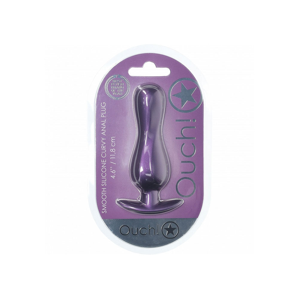 OUCH! Curvy Anal Plug - Metallic  - Metallic  11.7 cm Butt Plug packaging with soft silicone design.